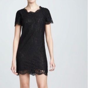 Joie Black Lace Sheath Dress Short Sleeve Small